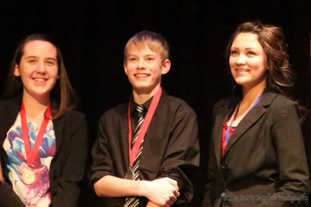 Knights of Columbus Oratorical Contest Division 1 Ages 12-14  Winners L to R Third Place Halle Medina, Second Place Noah Schoonover, First Place Estrella Vargas