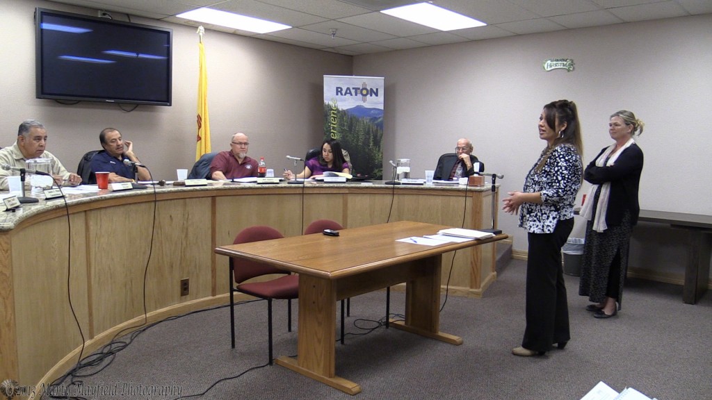 Danielle Esparza and Erica Meadows spoke to the Raton City Commission Tuesday night about the Juvenile Justice Grant for Fiscal Year 2015. The council hopes to expand the grant to cover the entire county. 