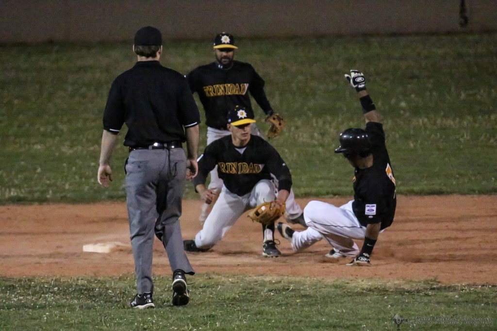 Luis Diaz tried to steal second but is tagged out well before the base.