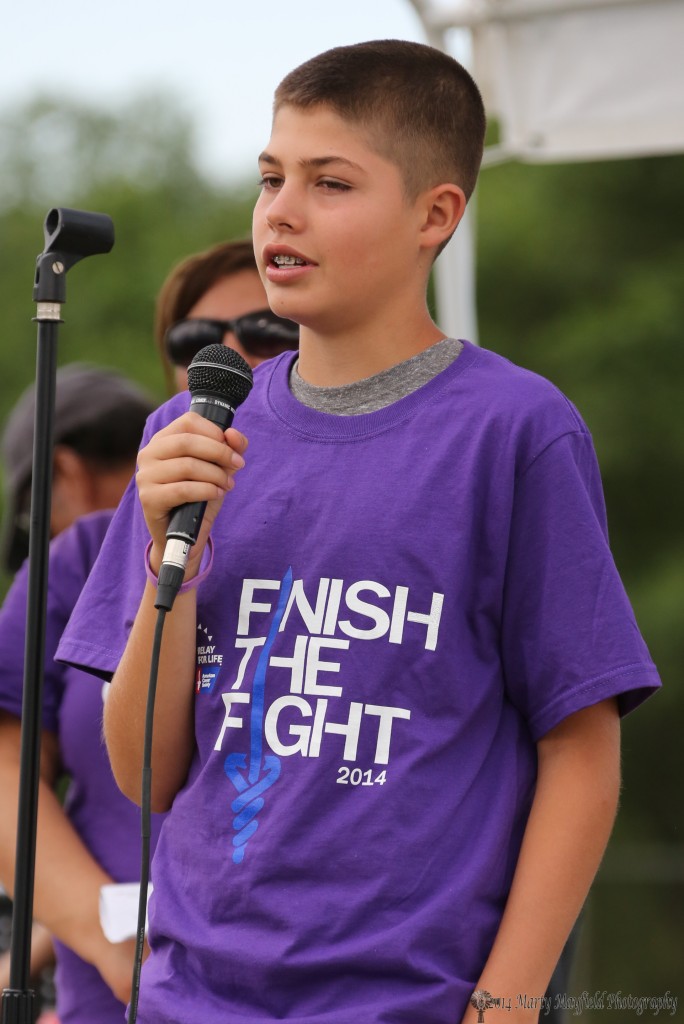 Tyler Luksich returns once again to Relay as a survivor of Luekemia. This young man has made it now to the 8th grade and continues to be an inspiration for so many. 