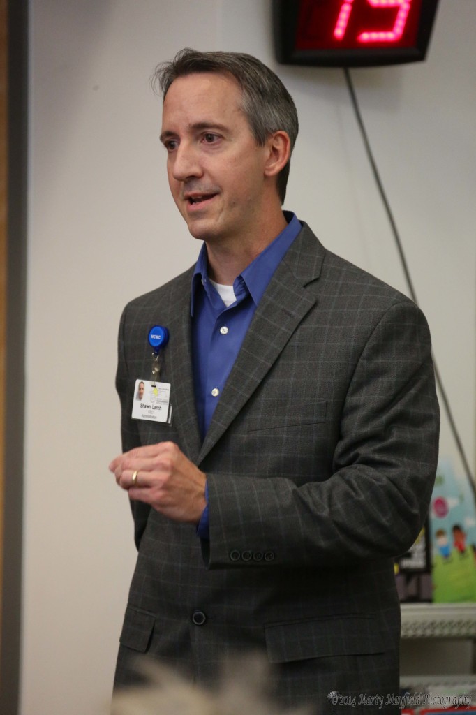 Shawn Lerch spoke to a large crowd at the MCMC Acute Care Facility lobby Wednesday evening on the topic of behavioral health and how MCMC plans to deal with it.