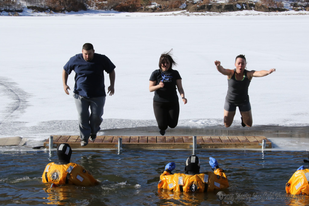 Some of the 43 participants of the polar bear plunge Thursday afternoon.