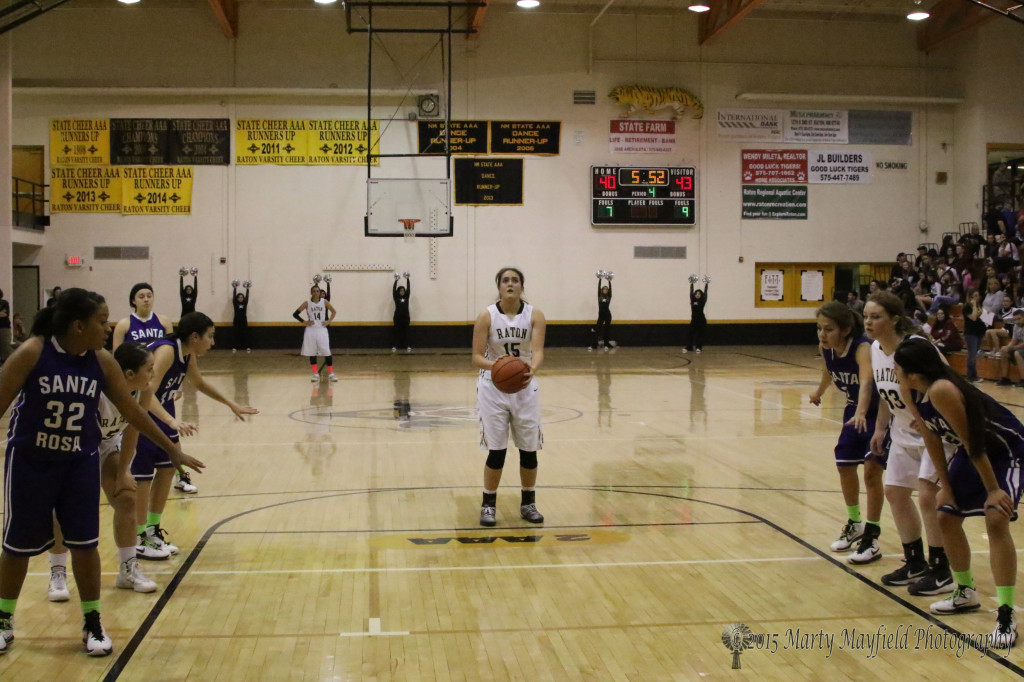 Tarryn Trujillo at the free throw line again where she made nine of her 19  points on the evening. 