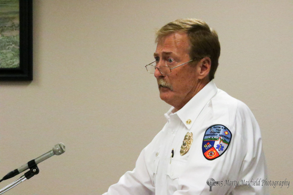 Raton Fire and Emergency Service Chief Jim Mathews spoke to commissioners about the duties of his department.