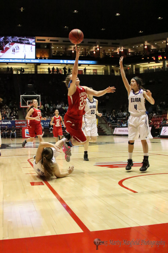 Jessica Pittman goes to the basket for two of her 14 points during the state tournament game with Elida