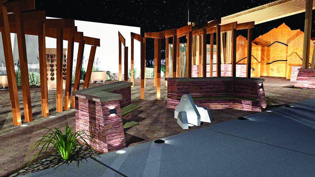 An artists’ rendering of the proposed Miners Plaza. courtesy graphic