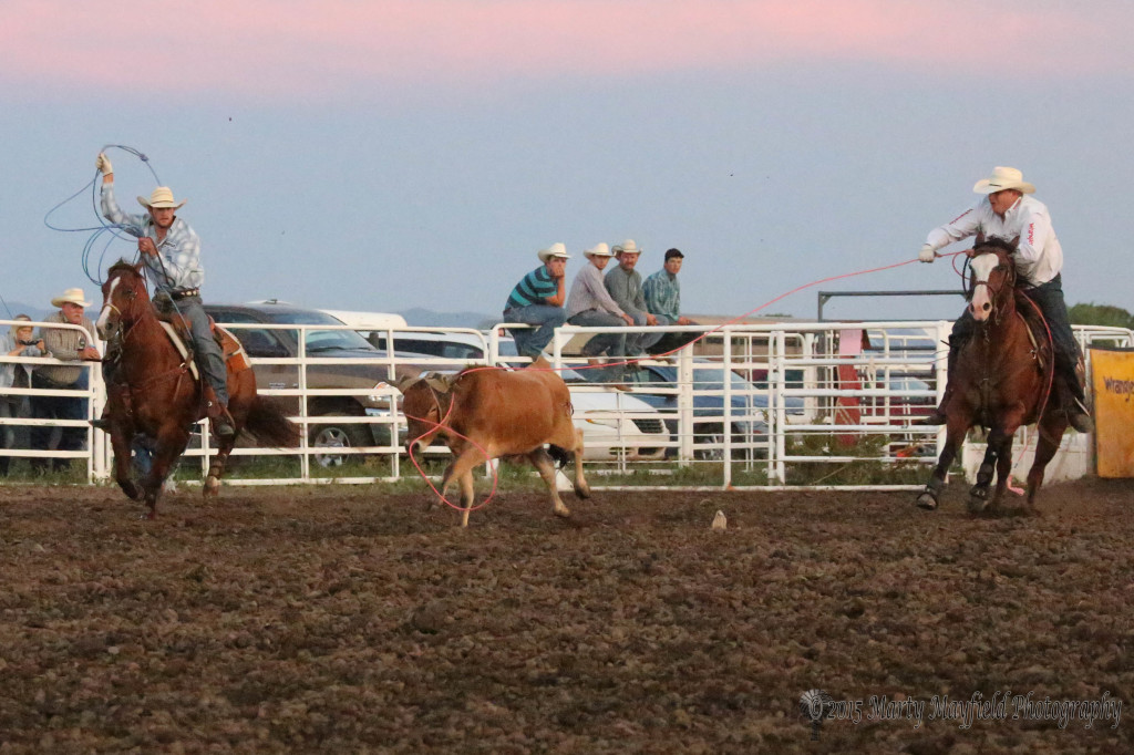 Cory Kidd and Caleb Anderson ended this effort with a 6.7 second run to put them in first place for the evening at the Raton Rodeo. Will the time stand, that will depend on the ropers during the slack Saturday morning and the performance Saturday evening.