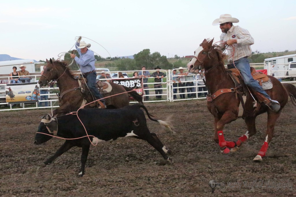 The team of Justin Young and Chad Wahlert posted a 13.9 second run but had to take a five second penalty for catching only one hind leg in the team roping Saturday