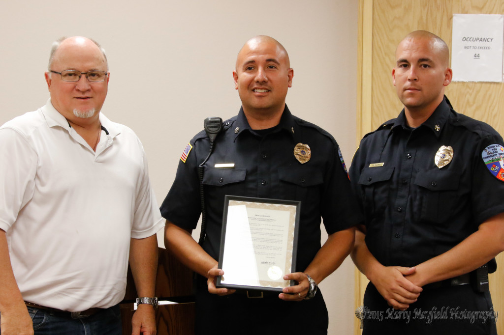 Captains Chris Espinoza and Anthony Burke accepted the proclamation for Raton Fire and Emergency Services for the annual fireworks display  