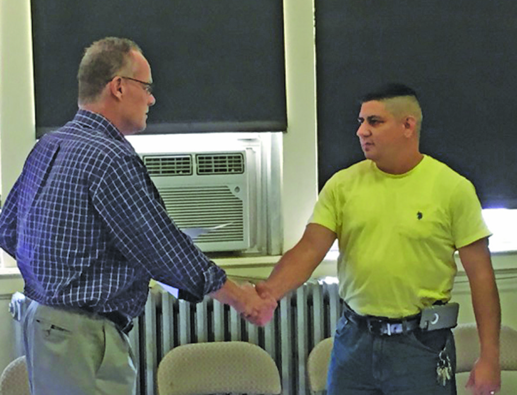 Superintendent Moore also recognized Diego Bobian, former Office of Emergency Management director, for all of his work with school safety procedures and drills. Photo by Rhonda Hribar. 