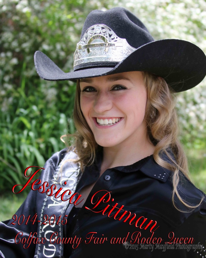 2014-2015 Colfax County Fair & Rodeo Queen is Jessica Pittman. Jessica is the 18 year old daughter of  Marlene and Jerry Pittman, and the granddaughter of Judy and Dave Hughes. Jessica grew up in Cimarron and graduated from Cimarron High School where she was an honor student and top athlete, winning numerous district and state awards. As Queen, she has assisted in the fair stock dog trials, worked at several fundraisers, handed out awards at the 4-H Banquet, and rode in many local rodeos and parades. Most recently, Jessica represented CCFA at the Riding on Faith bull riders camp in Maxwell, where she had a faith building experience. She will be attending West Texas A&M, majoring in Agricultural Communications. Jessica has done an excellent job representing the Colfax County Fair & Rodeo, and we wish her the best of luck in her future pursuits.