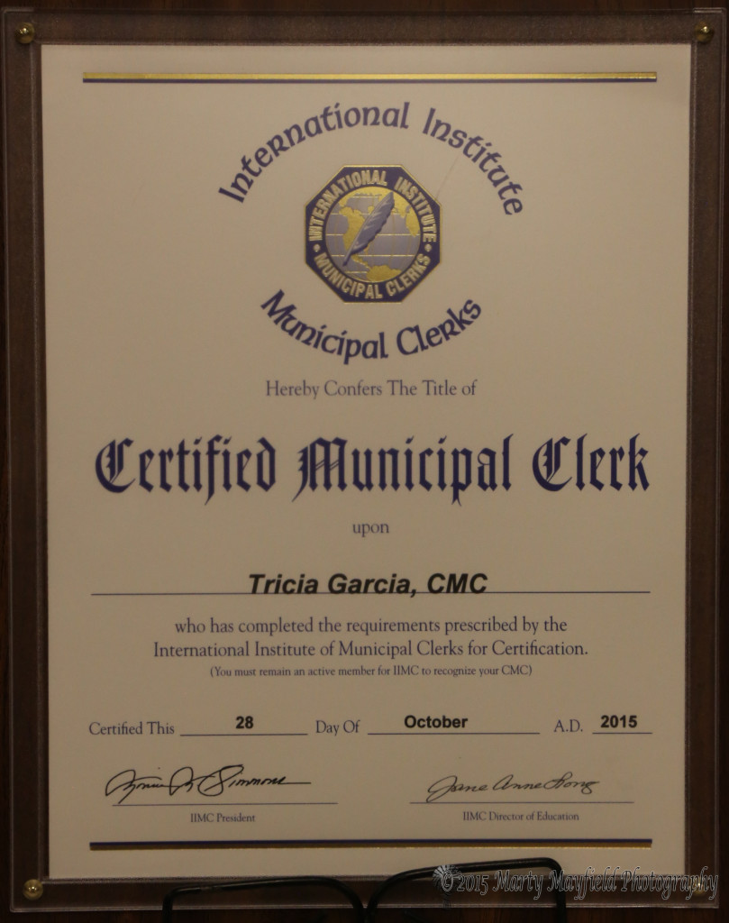 Tricia Garcia received this certification last month.
