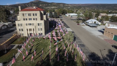 The Isle of Flags at the Colfax County Building.
