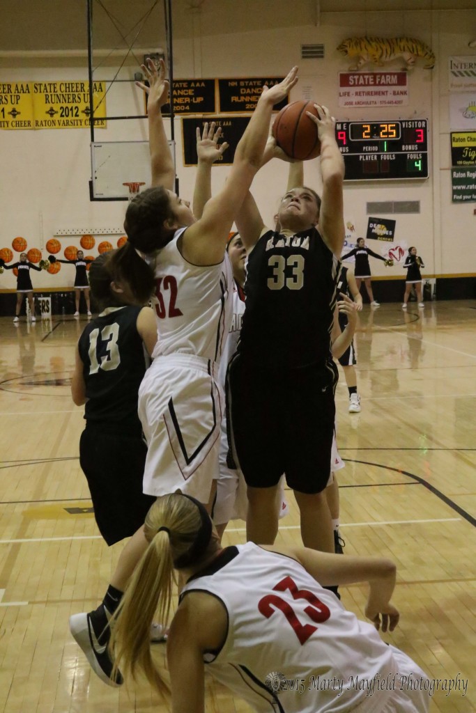 Lady Red Devil Katy Scott goes for the block as Jadyn Walton takes the shot during the championship game of the 2015 Cowbell