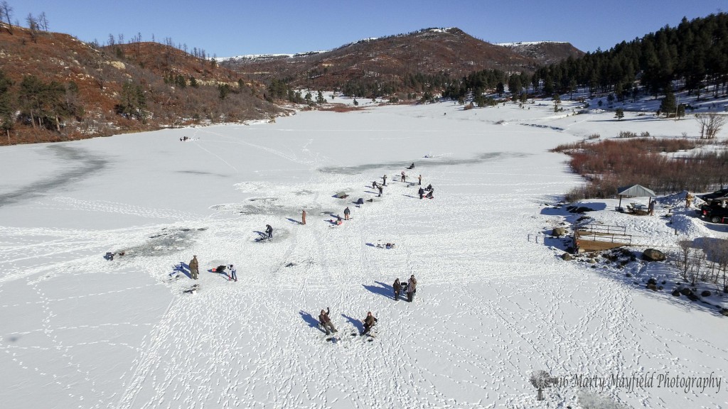 Ice fishing Lake Maloya style as several members of the 2016 Iceapalooza take to the ice on Lake Maloya over the Martin Luther King Weekend