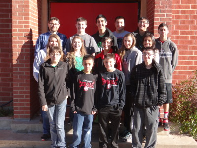 Pictured – back row – Mr. Otto, NHS Sponsor, Isaiah Garcia, Chris Casias, Zach Sanchez, Antonio Chavez, Bryan Romero; Row 2 – Alicia Thomson O’Banion, Kara Burton, Shania De Herrera, Hannah Burton, Shylow Saenz; Bottom Row Emma Sandlin, Dominic Tafoya, Michael Sanchez, Isaac Ivans Not pictured Damien Blaubach and Jaidyn Swartz