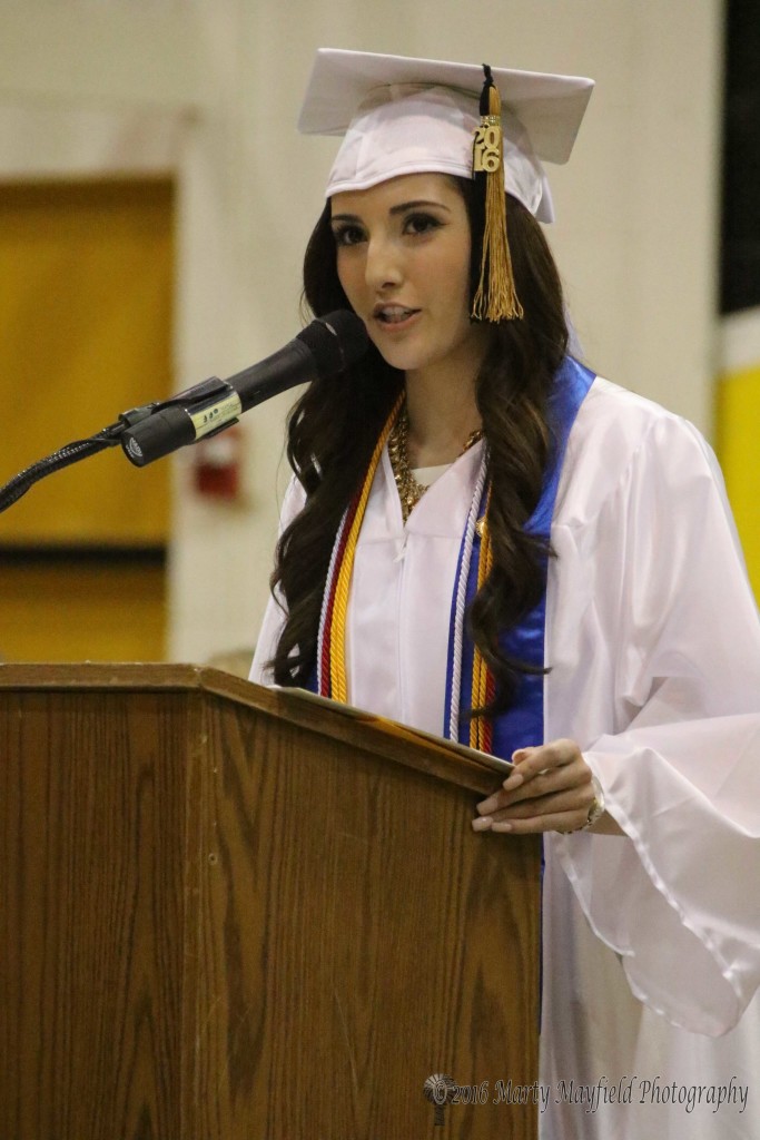 Alyssa Aragon gave the Welcome address at Friday night's Raton High Graduation