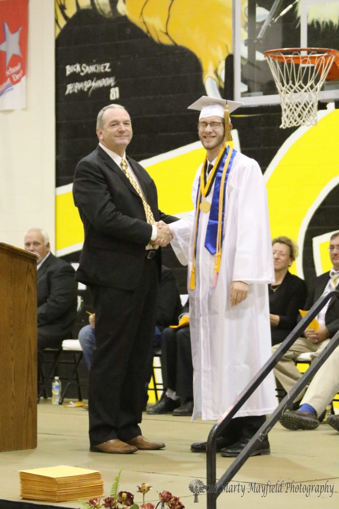 Forrest McConnell received the Salutatorian Honor from Dr. Neil Terhune