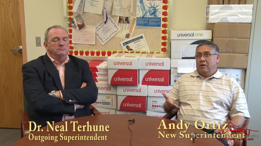 Outgoing superintendent Dr. Neal Terhune and incoming superintendent Andy Ortiz talk to KRTN about the budget and upcoming school year.