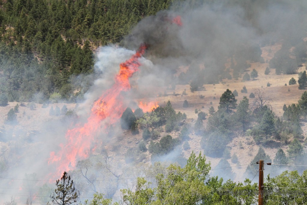 The flames moved fast and created lots of smoke in the steep terrain just west of Raton.