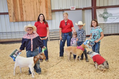 Top 3 winners of Youth Pet Show with FNB New Mexico employees:  Back row left to right:  Tarin Giacomo, Donna Klassen, Front row left to right:  Justin Garcia with is pet Rayna, , Allison Petrini with her pet Gerdy and Kloiee Hart with her pet Mister.