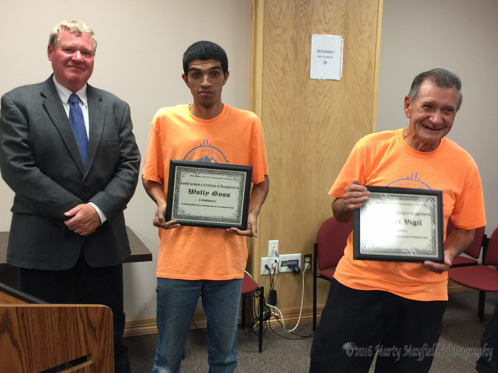 Wally Goss and Gilbert Vigil were honored for their volunteer work during the Gate City Music Festival with a You Rock Award. 
