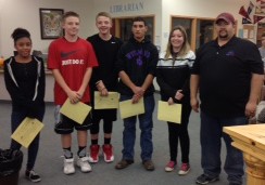 Mr. Ernie Brown, Elks member, is pictured here with November's Students of the Month:  Asia Muhammad -Ali, Dylan Quartieri, Matthew Quartieri, Aaron Cruz and Brooke Fleming. Not pictured Jadyn Walton. 