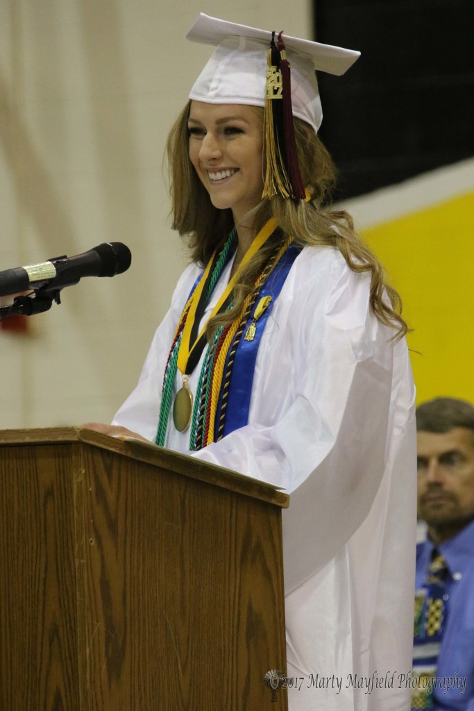 Valedictorian Alina Pillmore spoke to the Class of 2017 remembering times past and what the future may hold. 