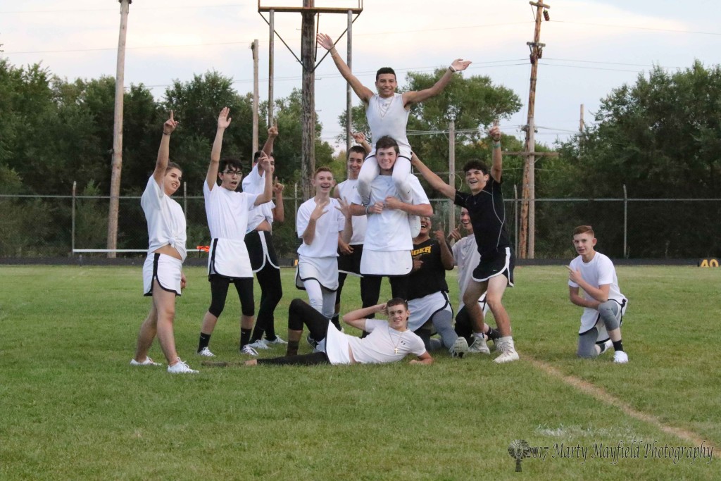 Some might say the real show was the halftime exhibition by the Jr and Sr boys as they took over the cheerleading duties for the powder puff game Wednesday evening. 