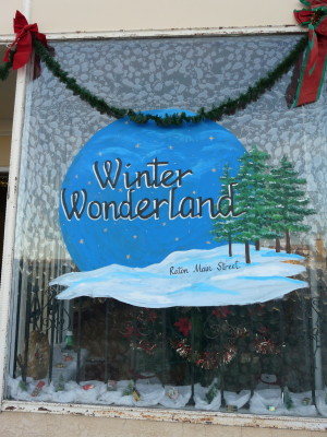 Winter Wonderland window painting by Gail (Mullings) Cimino