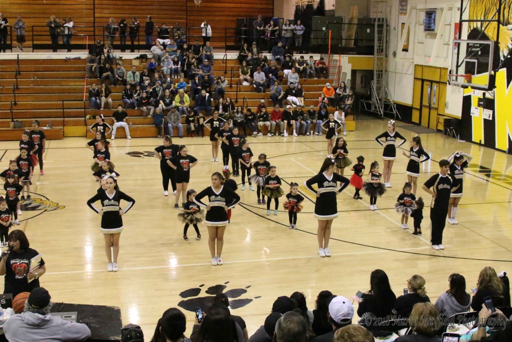 65 little girls joined the RHS Cheer squad to perform during the TigerFest halftime.