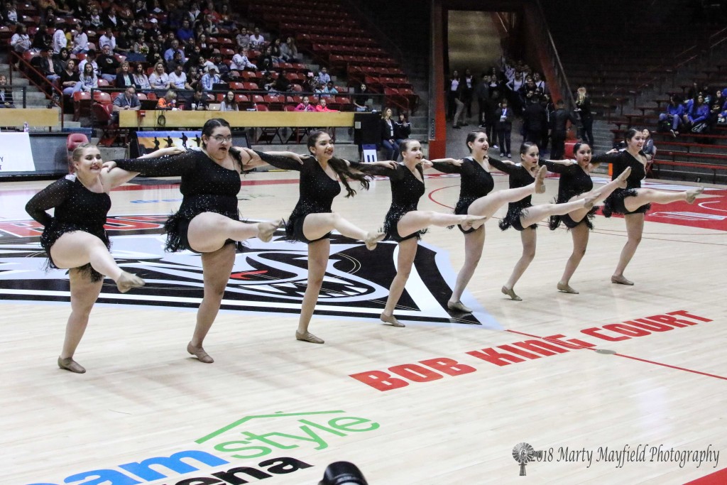 One of the requirements for the Tiger Cats dance team is the kick line which they performed at the State Spirit competition in The Pit Saturday morning.
