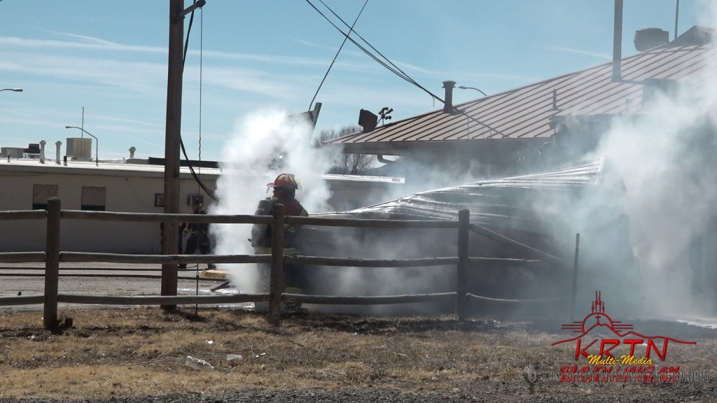 Raton Fire Fighters only took minutes to extinguish this storage shed fire behind the old Pizza Hut Building in South Raton.