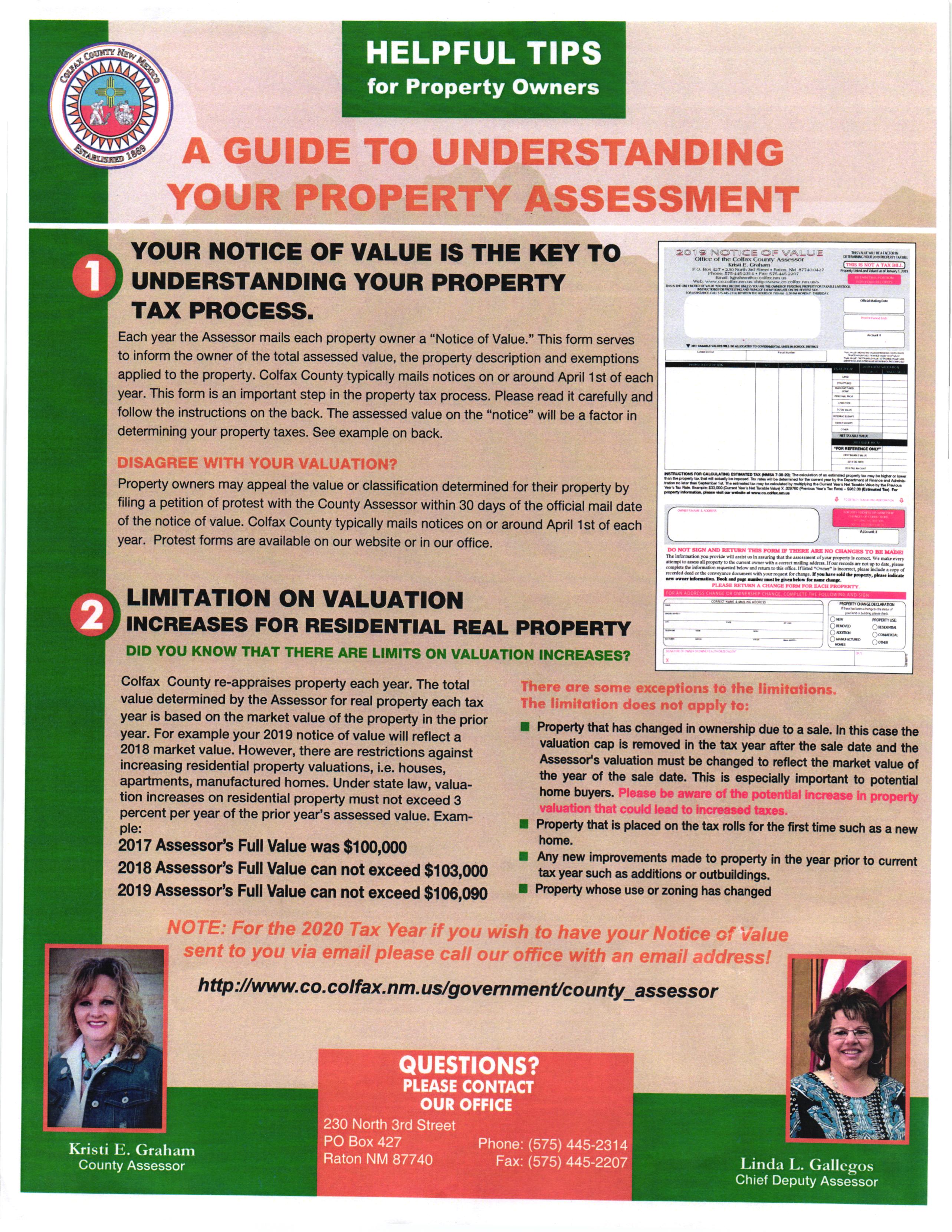 2019 Notice of Values Arriving Soon from Colfax County Assessors Office