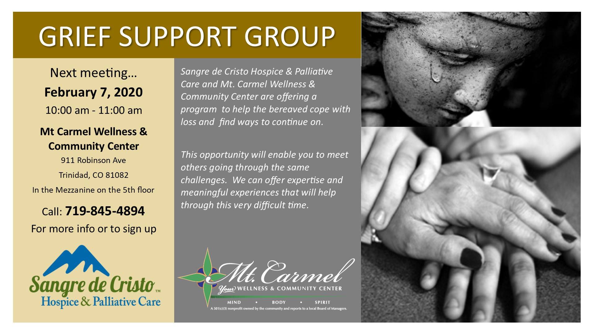 Grief Support Group~Mt. Carmel Wellness & Community Center – KRTN ...